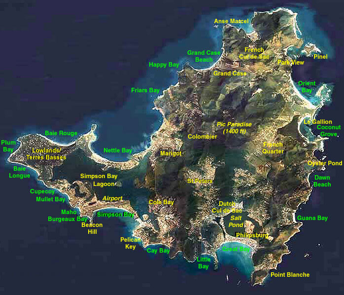 Saint Martin satellite Map